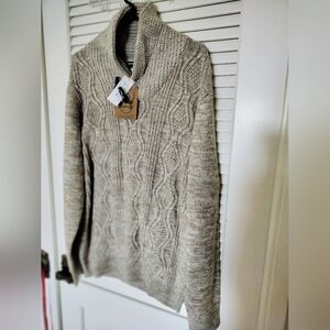 Weatherproof Vintage Men's NWT Khaki Toggle Front Cable Knit Soft Sweater XL